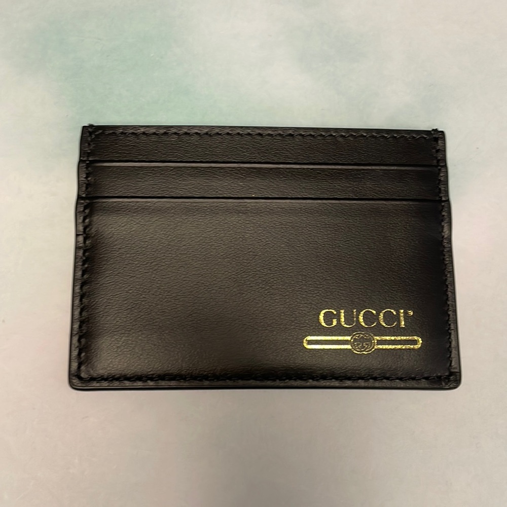 Gucci Black Leather Card Holder Unisex